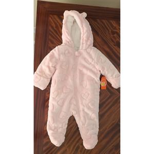 Fluffy Winter Bear Pink Onesie Coat 3-6 months by Wonder Nation